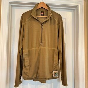 USMC Peckham Zip Pullover Men’s M Frog Polartec Waffle Grid Fleece Brown *Hole